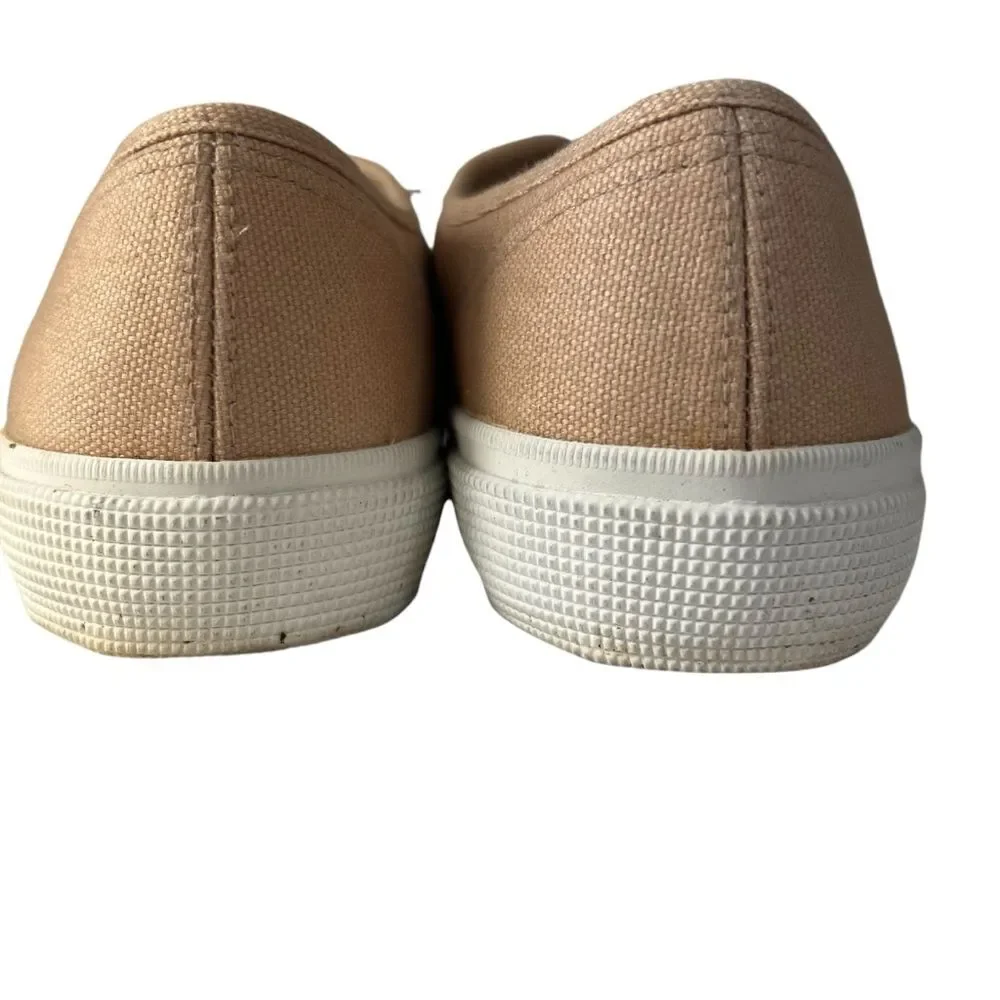 Lands End Tan Canvas Sneakers Women's 9.5 B Style 42532 Lace Up Classic Summer